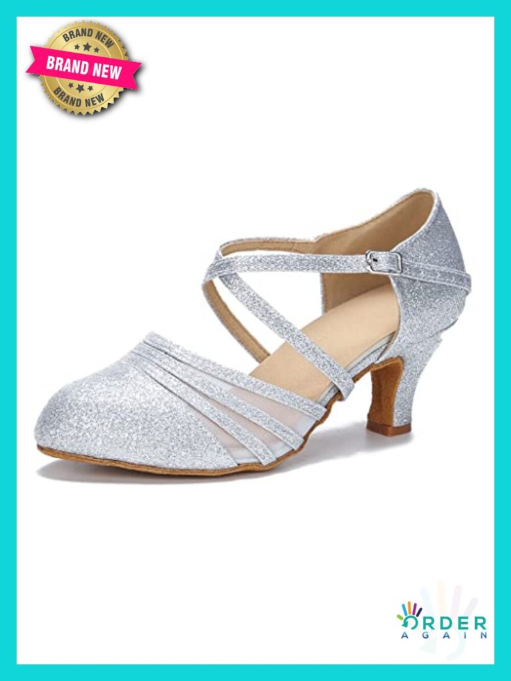 Women's Ballroom Dance Shoes Latin Salsa Closed Toe Heels Satin 2.5"